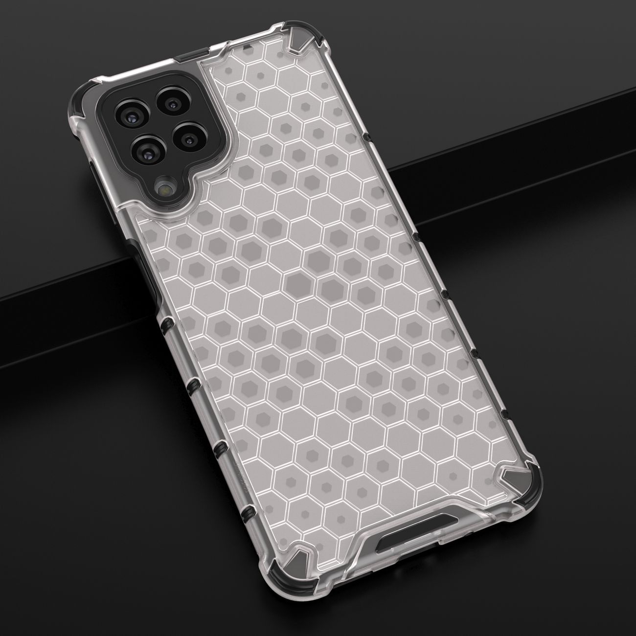 Honeycomb fodral pansarskydd med en gelram för Samsung Galaxy M53 5G transparent