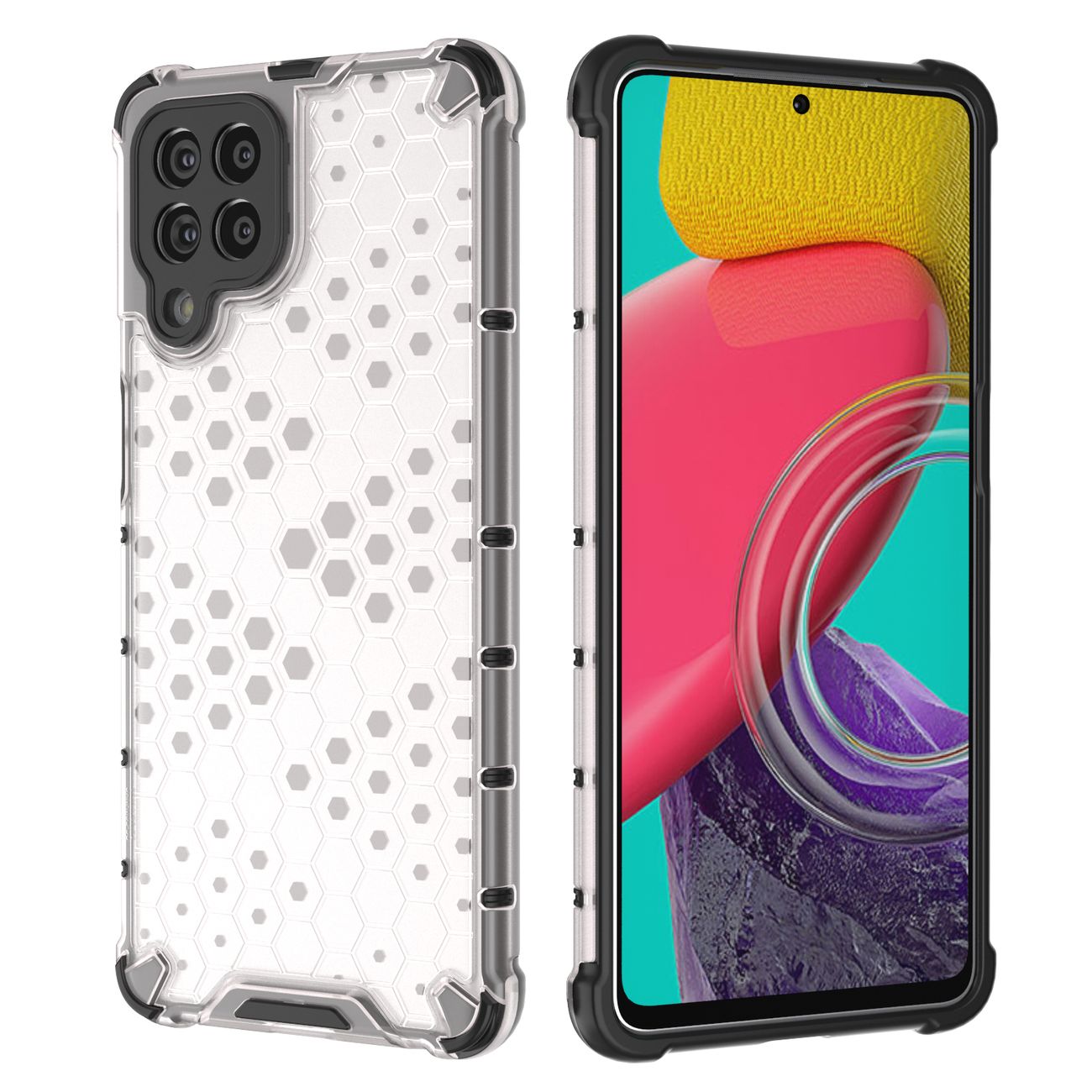 Honeycomb-fodral pansarskydd med gelram för Samsung Galaxy M53 5G svart