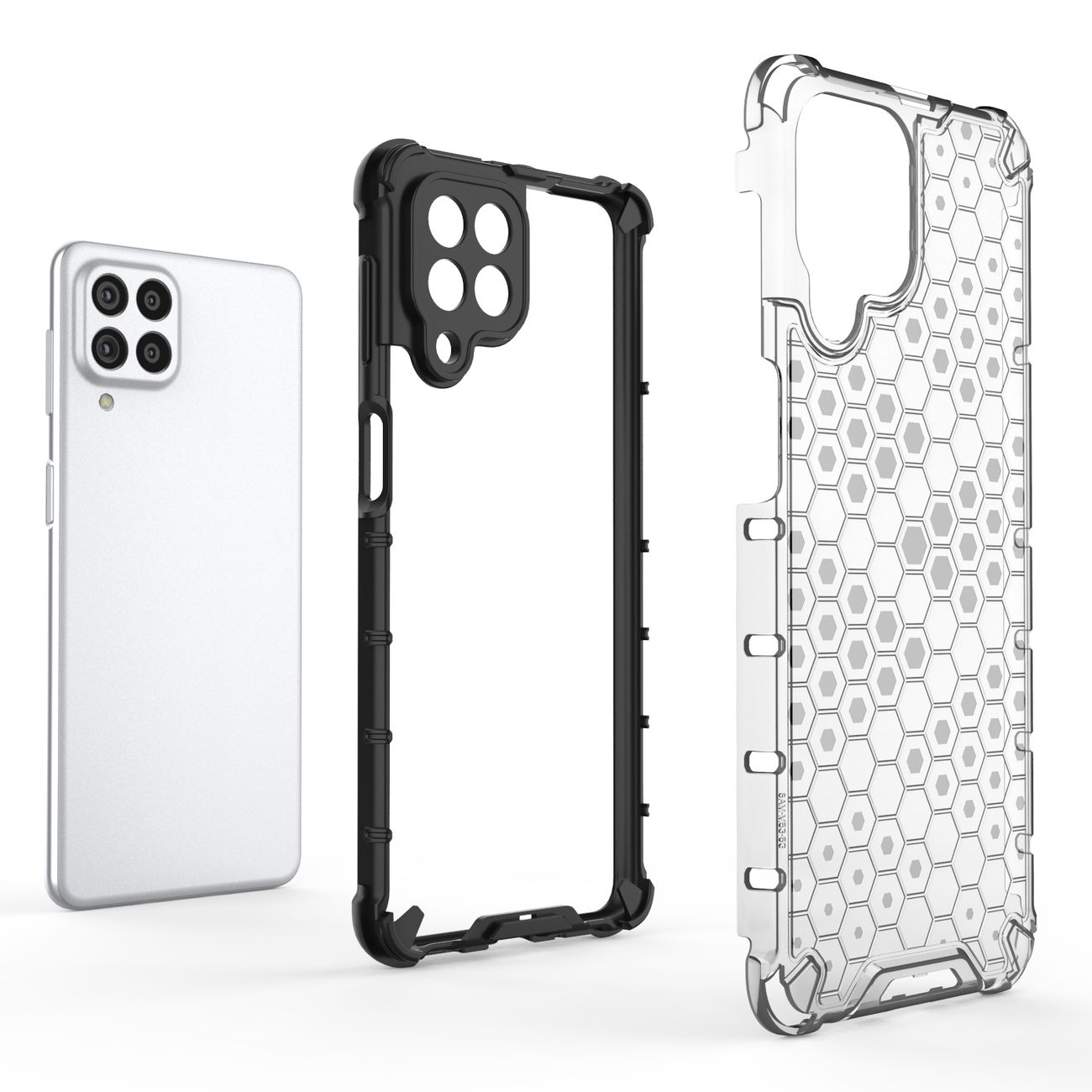 Honeycomb-fodral pansarskydd med gelram för Samsung Galaxy M53 5G svart