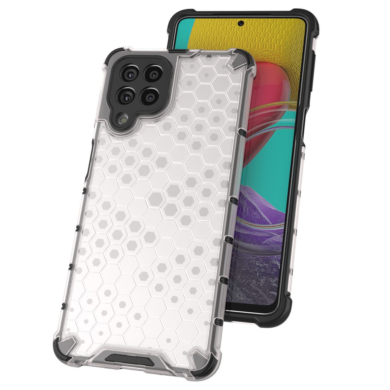 Honeycomb-fodral pansarskydd med gelram för Samsung Galaxy M53 5G svart