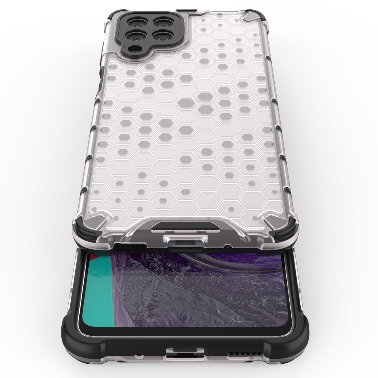 Honeycomb-fodral pansarskydd med gelram för Samsung Galaxy M53 5G svart
