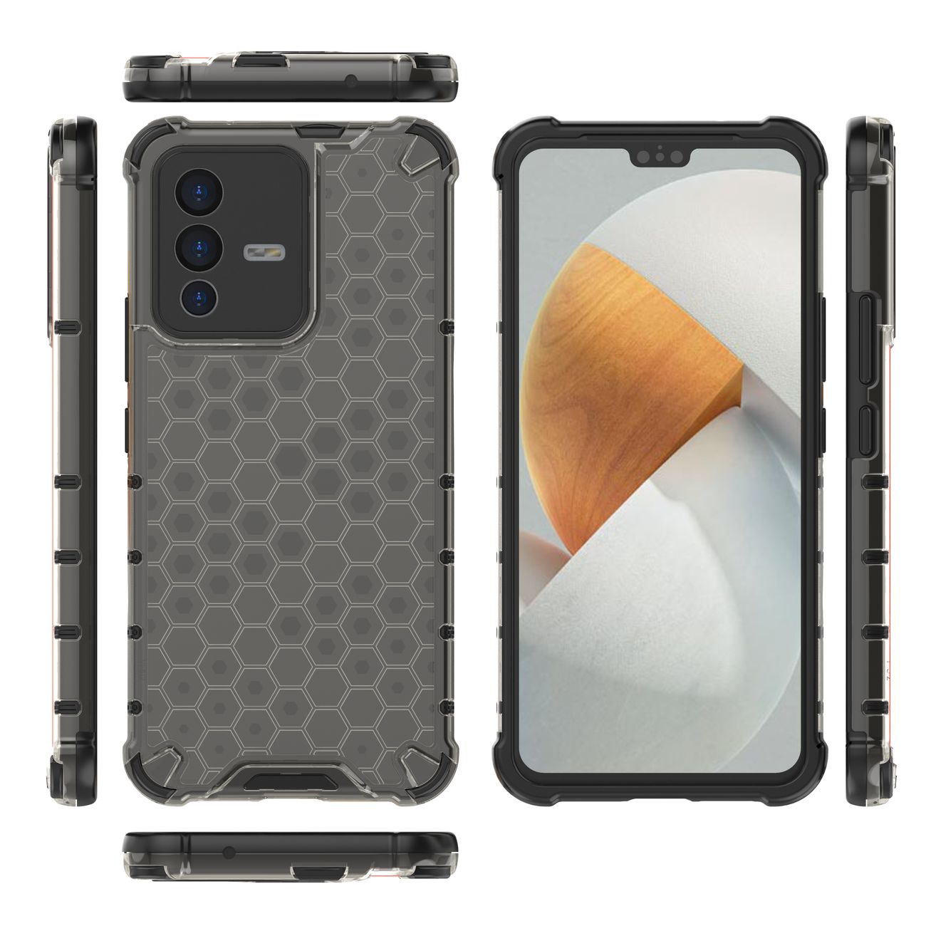 Honeycomb-fodral pansarhölje med gelram Vivo V23 5G svart