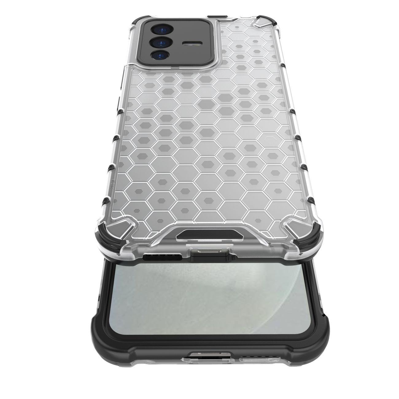 Honeycomb-fodral pansarskydd med en gelram för Vivo V23 5G transparent