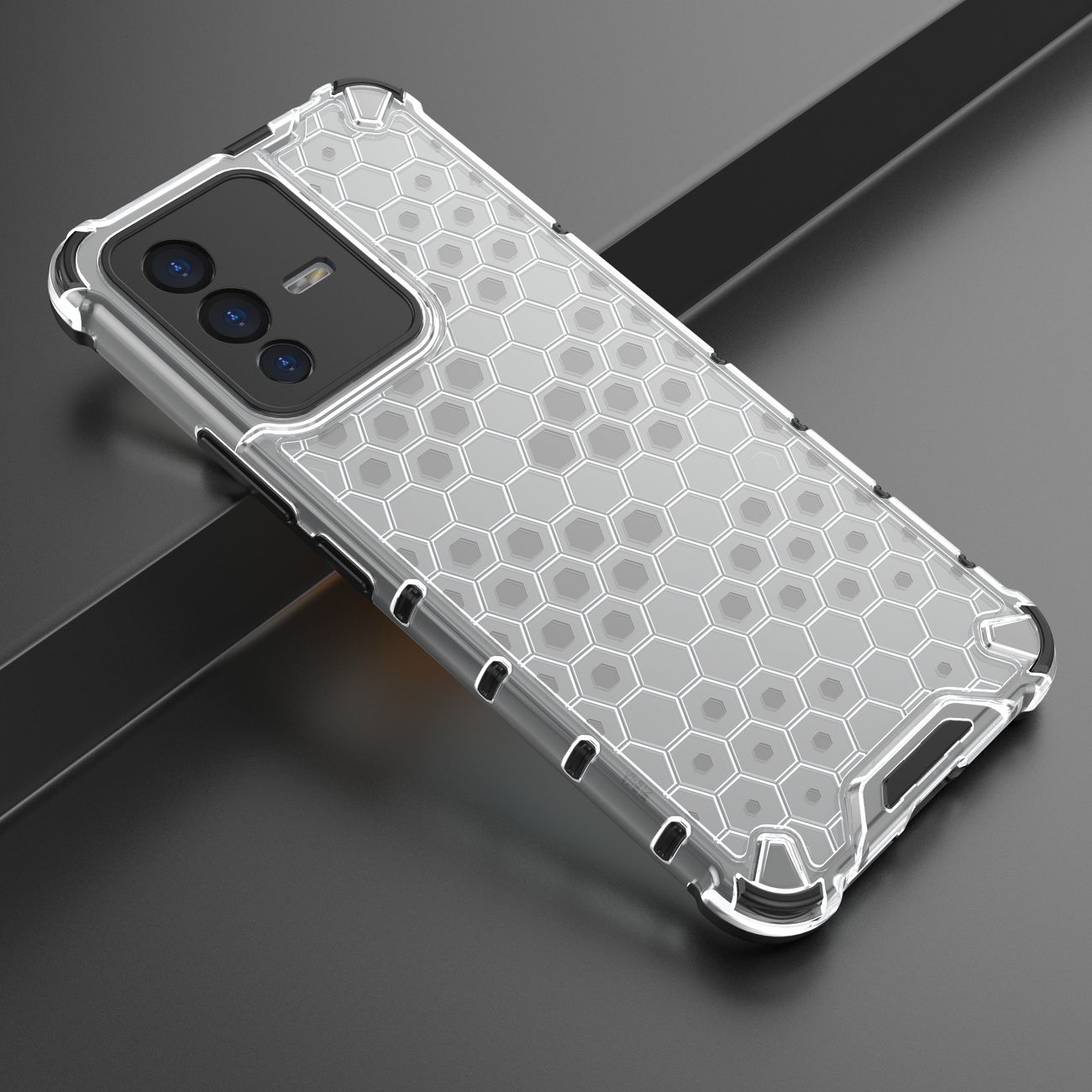 Honeycomb-fodral pansarskydd med en gelram för Vivo V23 5G transparent