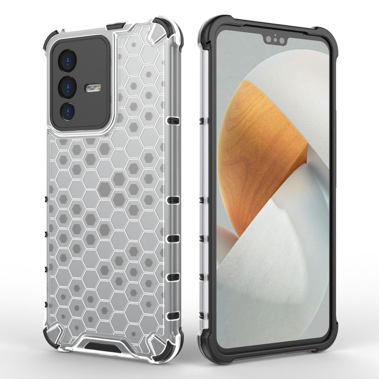 Honeycomb-fodral pansarskydd med en gelram för Vivo V23 5G transparent