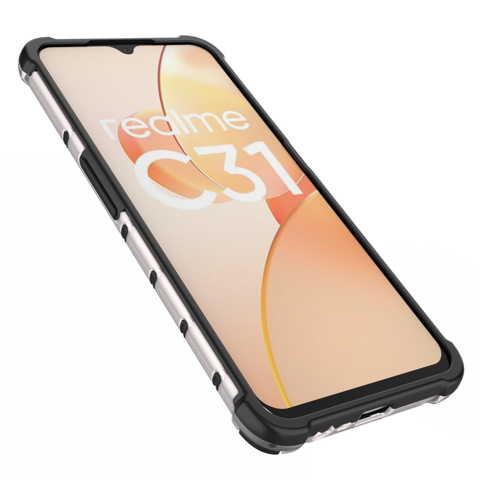 Honeycomb fodral pansarhölje med gelram Realme C31 transparent