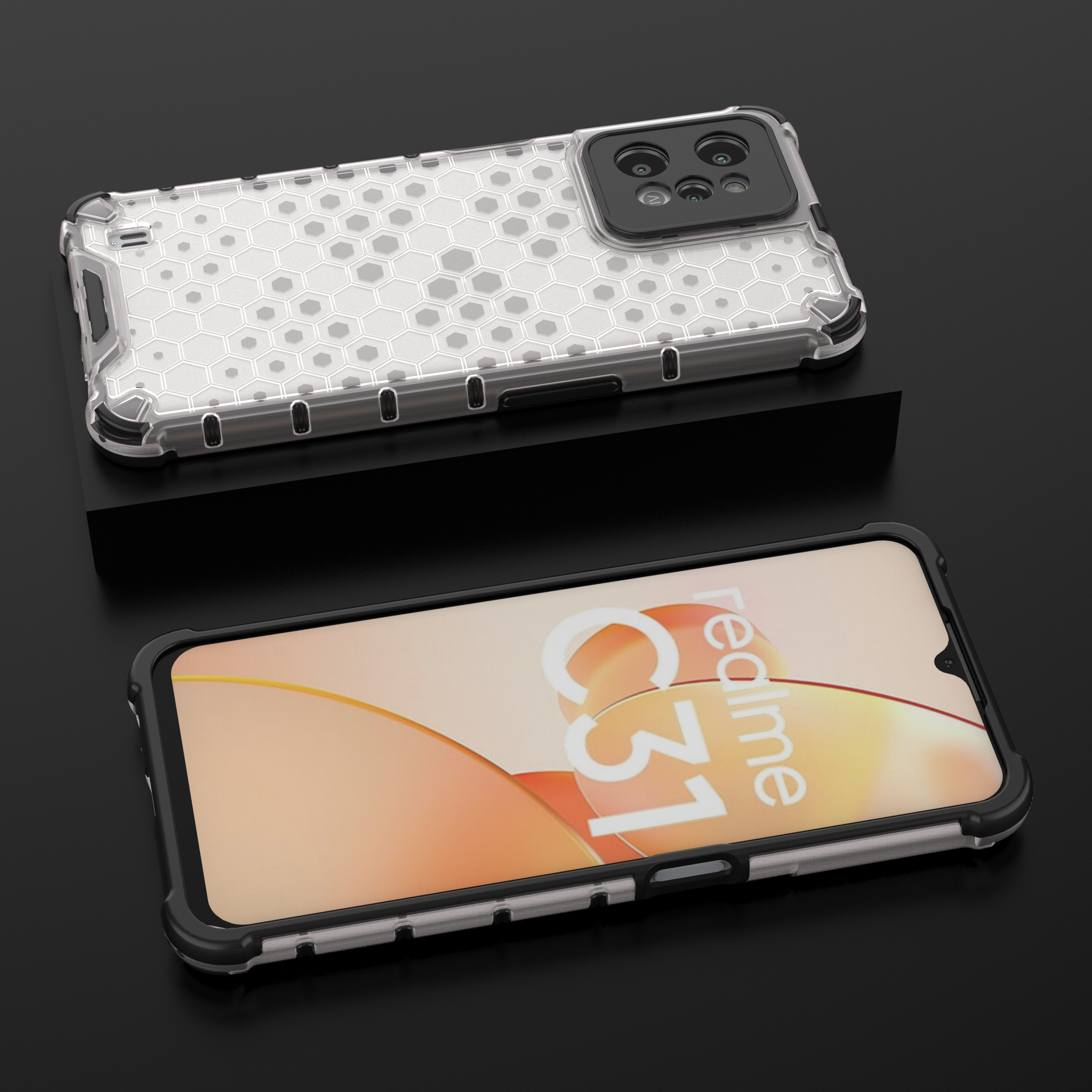 Honeycomb fodral pansarhölje med gelram Realme C31 transparent