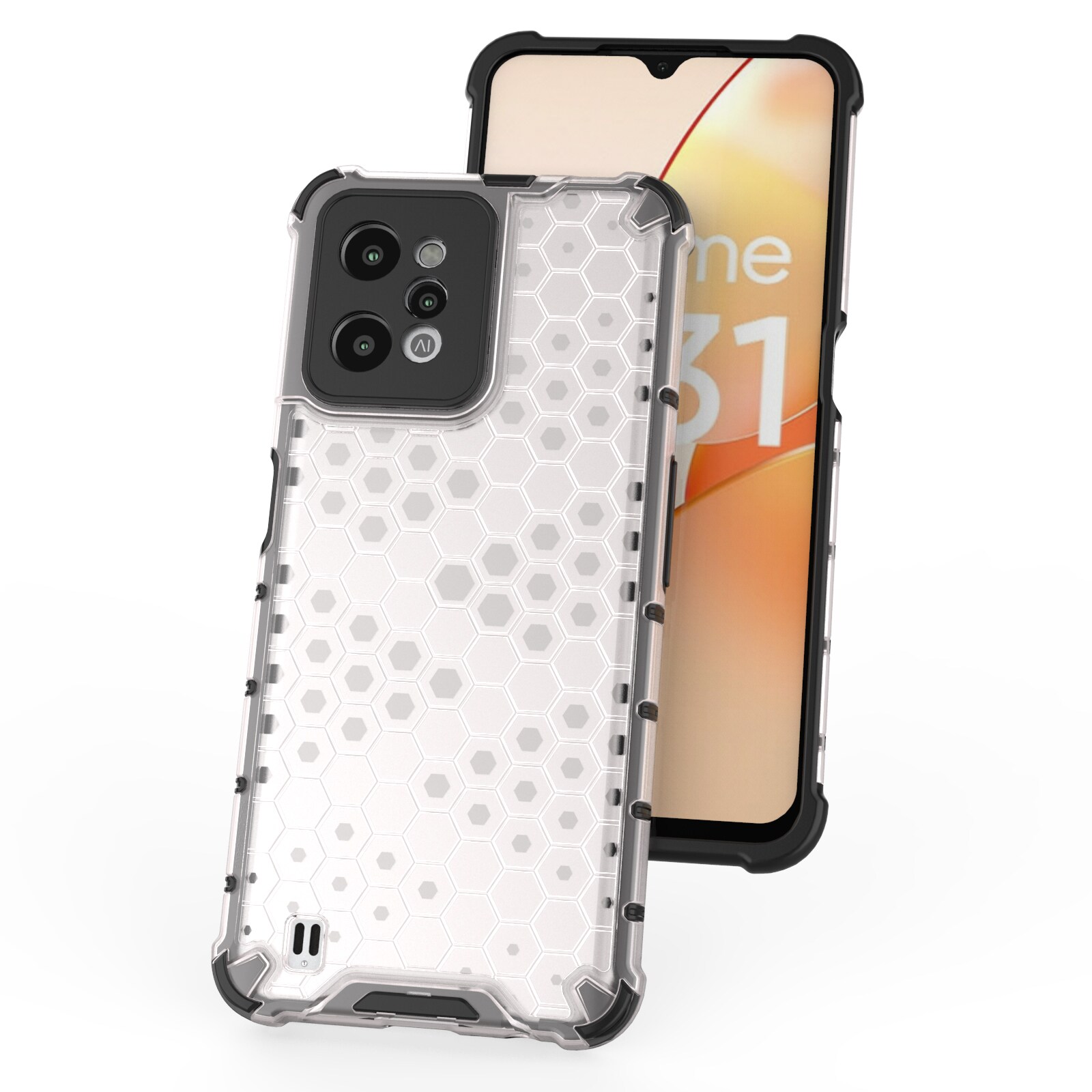 Honeycomb fodral pansarhölje med gelram Realme C31 transparent