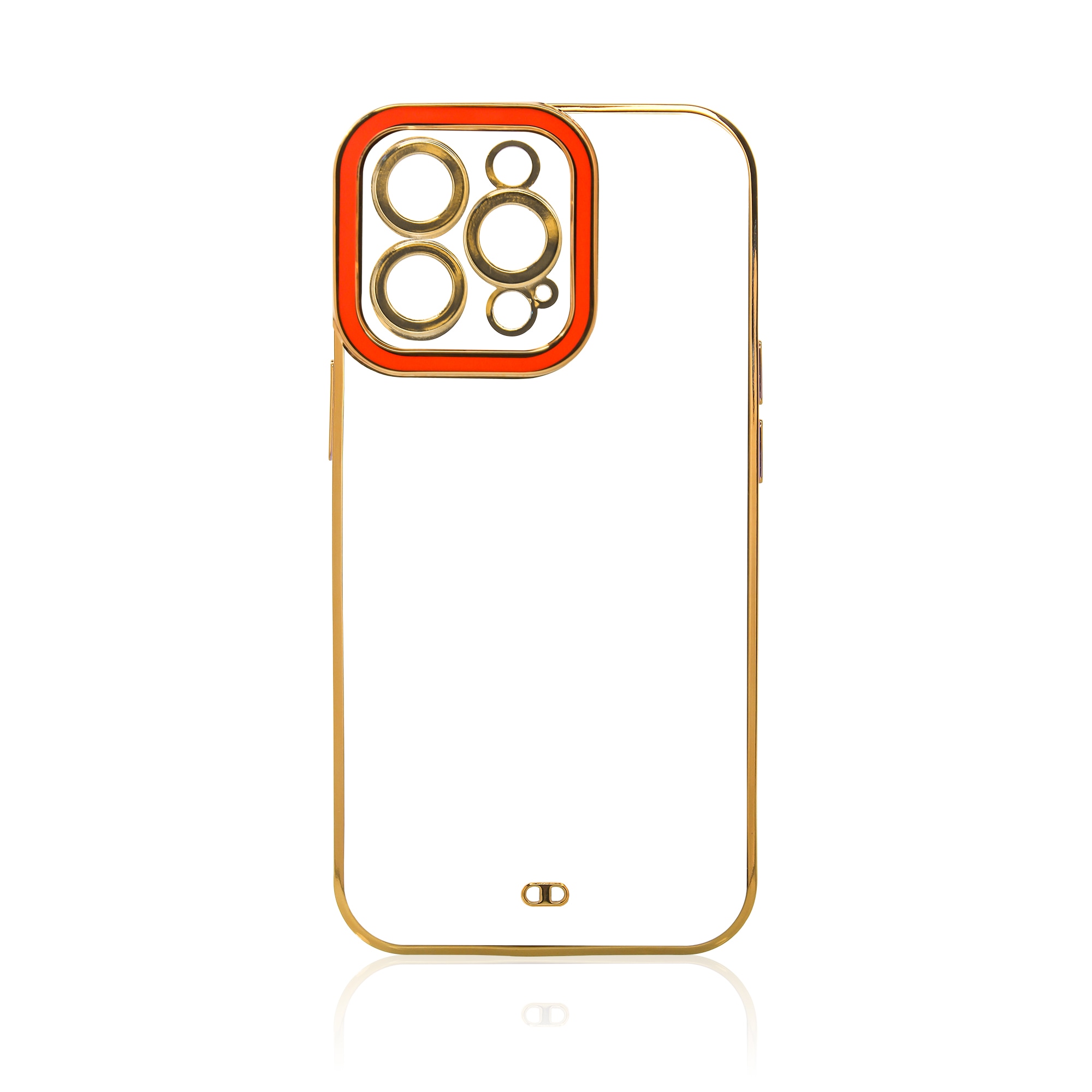 Modefodral för iPhone 13 Pro Max Gold Frame Gel Cover Red