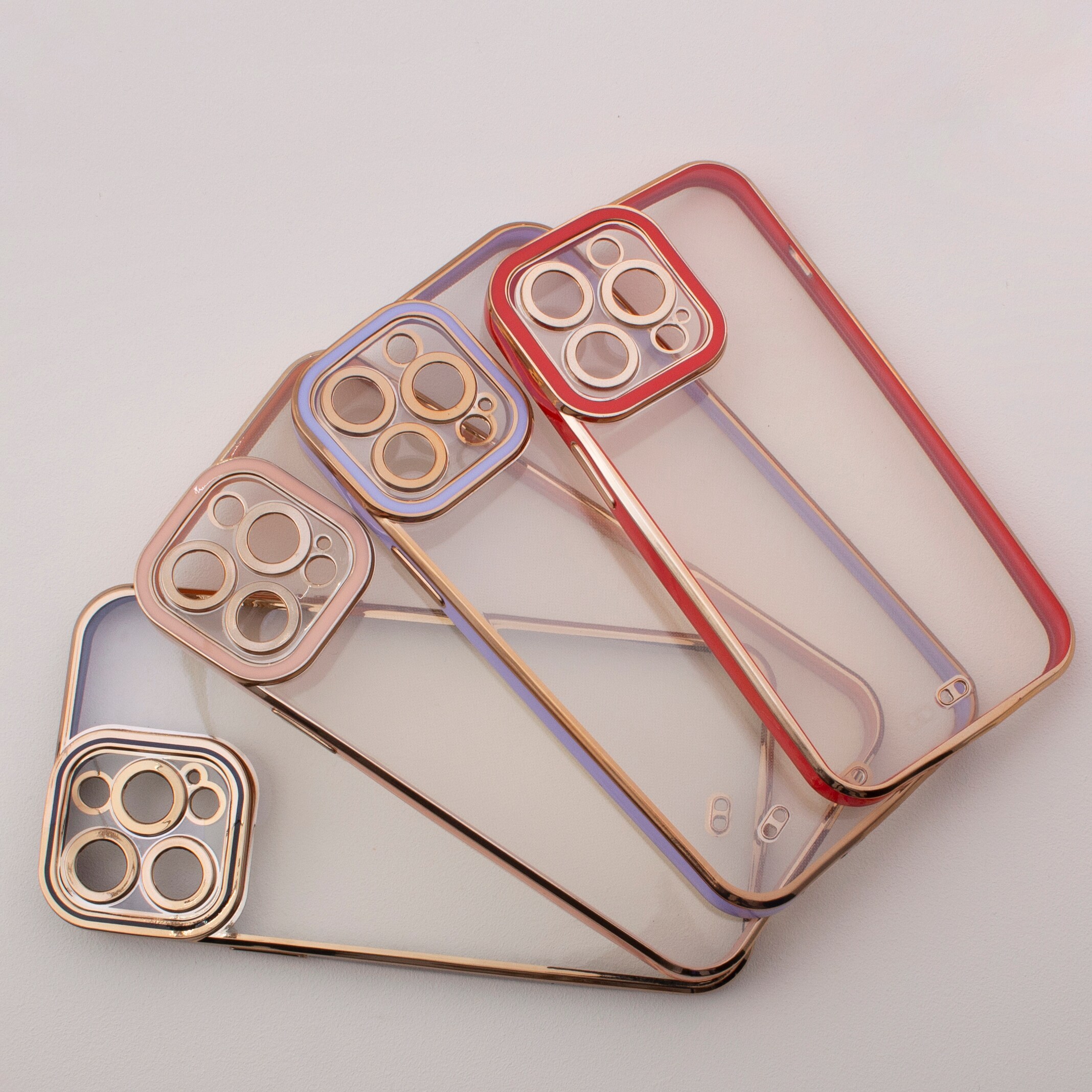 Modefodral för iPhone 13 Pro Max Gold Frame Gel Cover Red