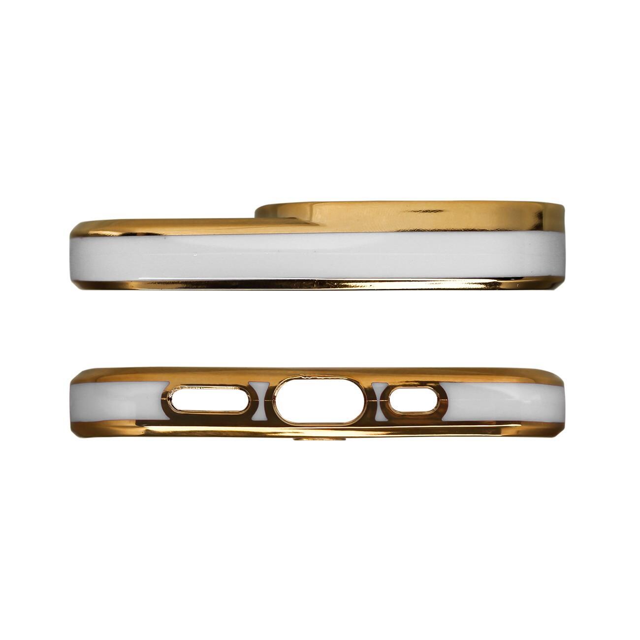 Modefodral Fodral för Samsung Galaxy A12 5G Gold Frame Gel Cover Vit