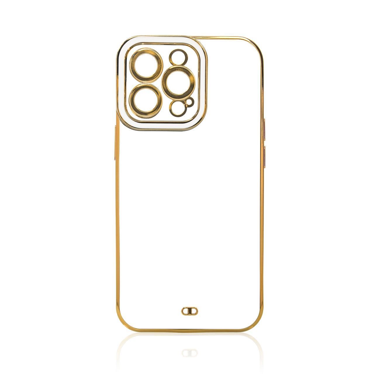 Modefodral Fodral för Samsung Galaxy A12 5G Gold Frame Gel Cover Vit