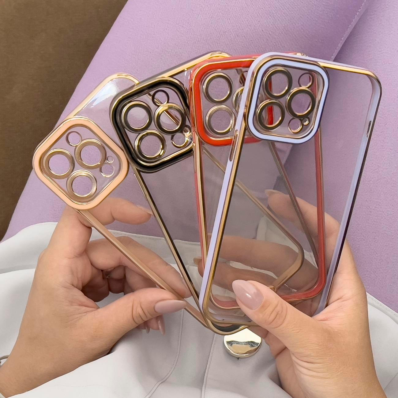 Modefodral Fodral för Samsung Galaxy A12 5G Gold Frame Gel Cover Vit