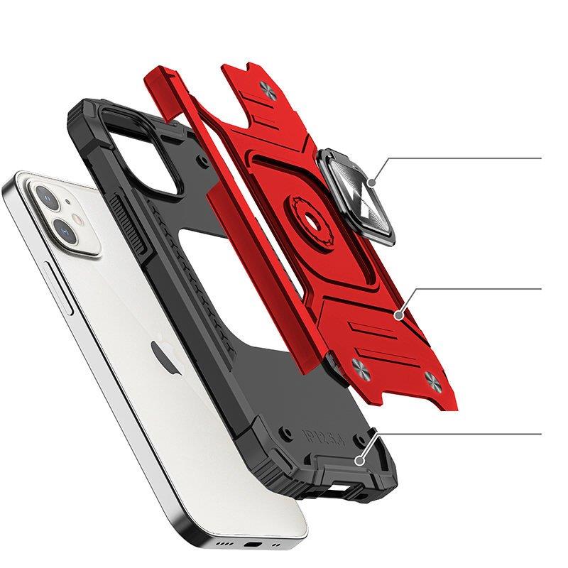 Wozinsky Ring Armor fodral för iPhone 14 Plus pansarhölje magnetisk hållare ring röd