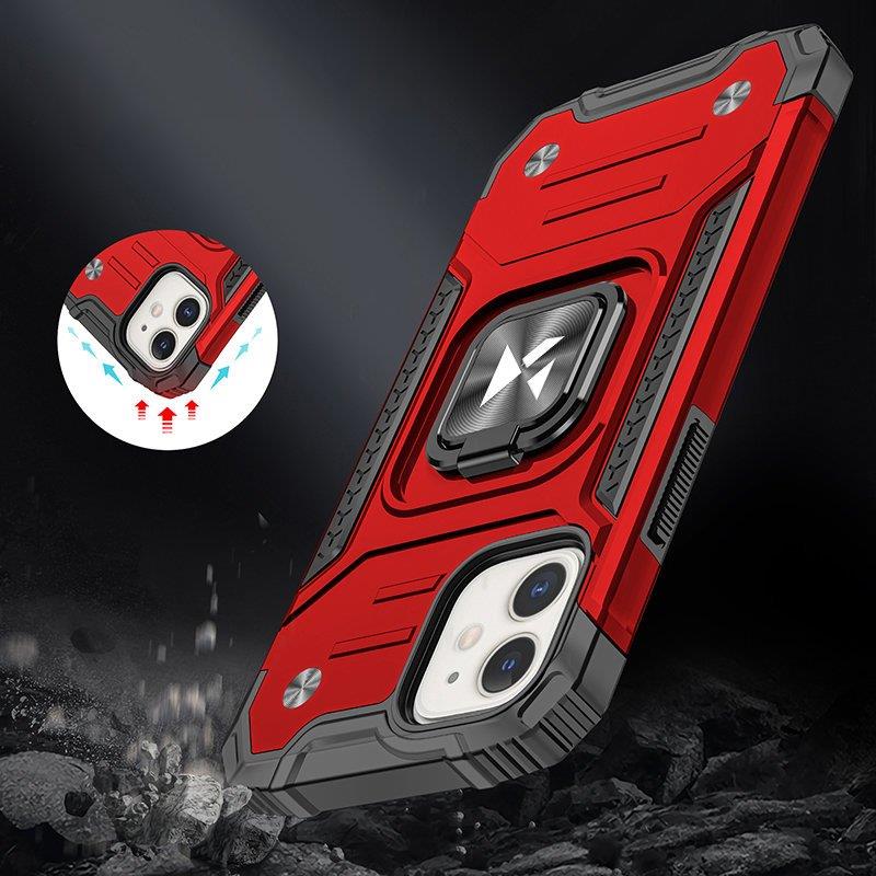 Wozinsky Ring Armor fodral för iPhone 14 Plus pansarhölje magnetisk hållare ring röd