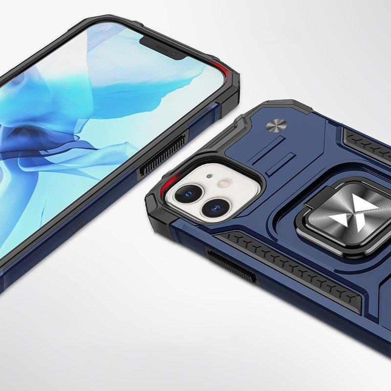 Wozinsky Ring Armor fodral för iPhone 14 Plus pansarskydd magnetisk hållare ring blå