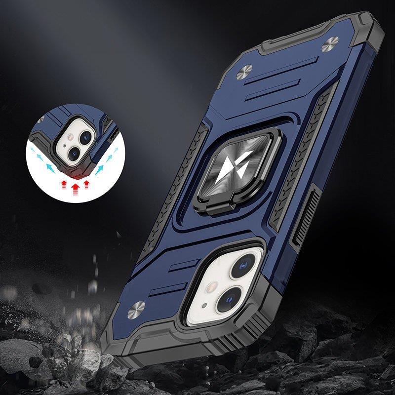 Wozinsky Ring Armor fodral för iPhone 14 Plus pansarskydd magnetisk hållare ring blå
