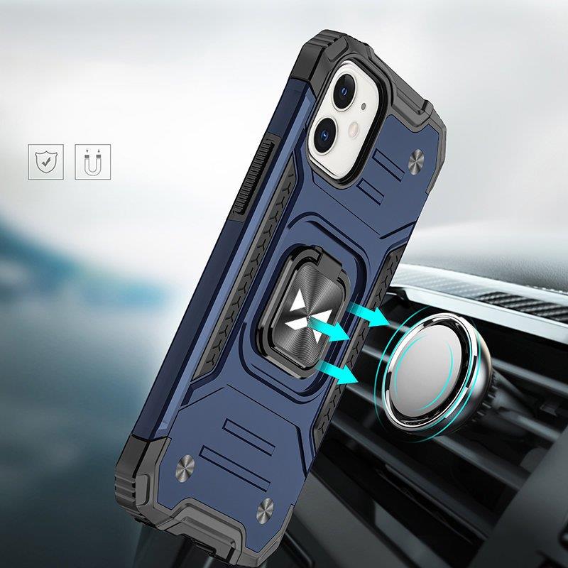 Wozinsky Ring Armor fodral för iPhone 14 Plus pansarskydd magnetisk hållare ring blå