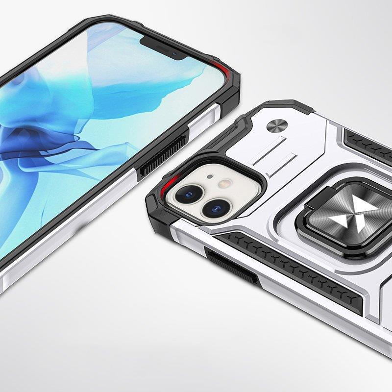 Wozinsky Ring Armor fodral för iPhone 14 pansarskydd magnetisk hållare ring silver