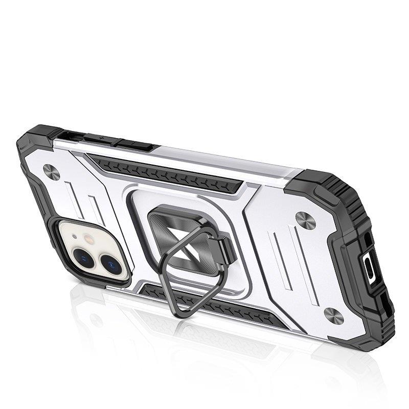 Wozinsky Ring Armor fodral för iPhone 14 pansarskydd magnetisk hållare ring silver
