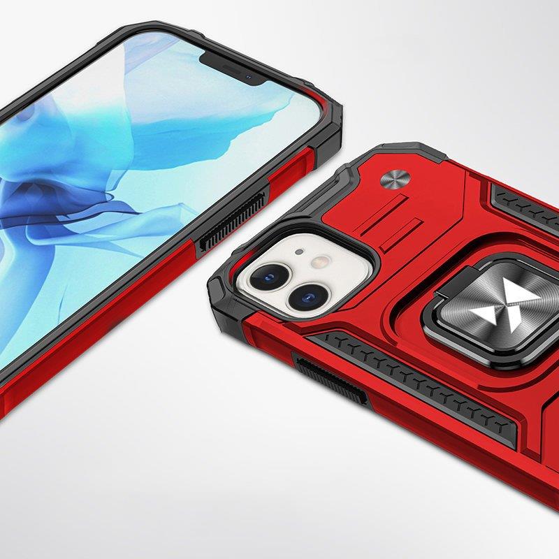 Wozinsky Ring Armor fodral för iPhone 14 pansarskydd magnetisk hållare ring röd