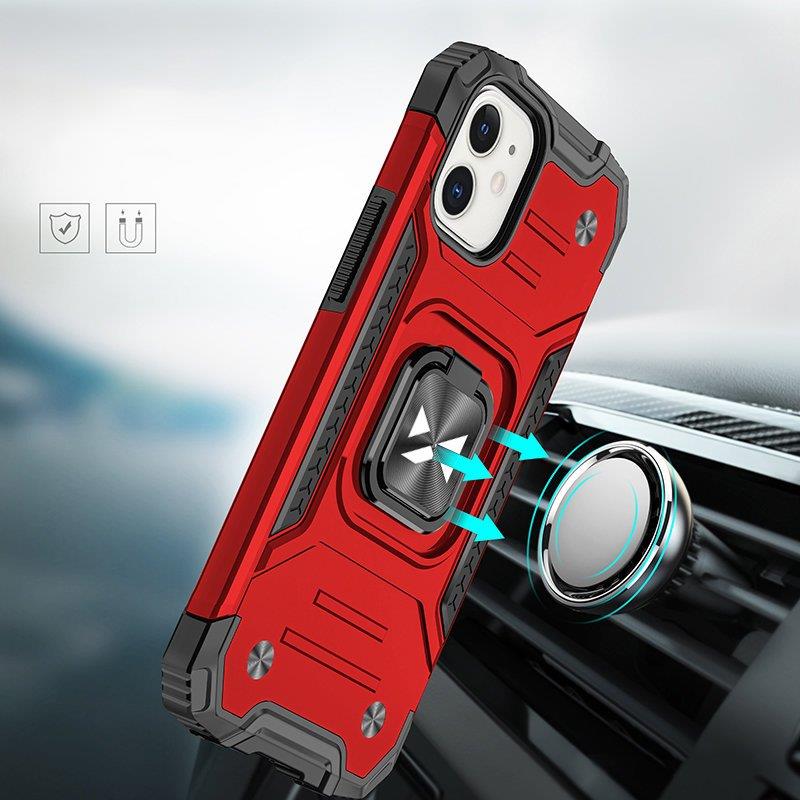 Wozinsky Ring Armor fodral för iPhone 14 pansarskydd magnetisk hållare ring röd