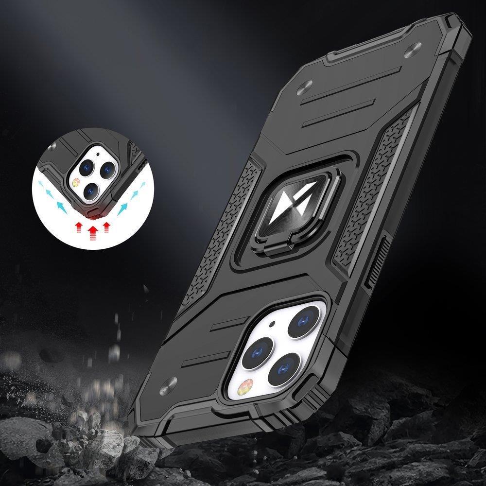 Wozinsky Ring Armor fodral för iPhone 14 Pro Max pansarskyddad skydd magnetisk hållare ring silver
