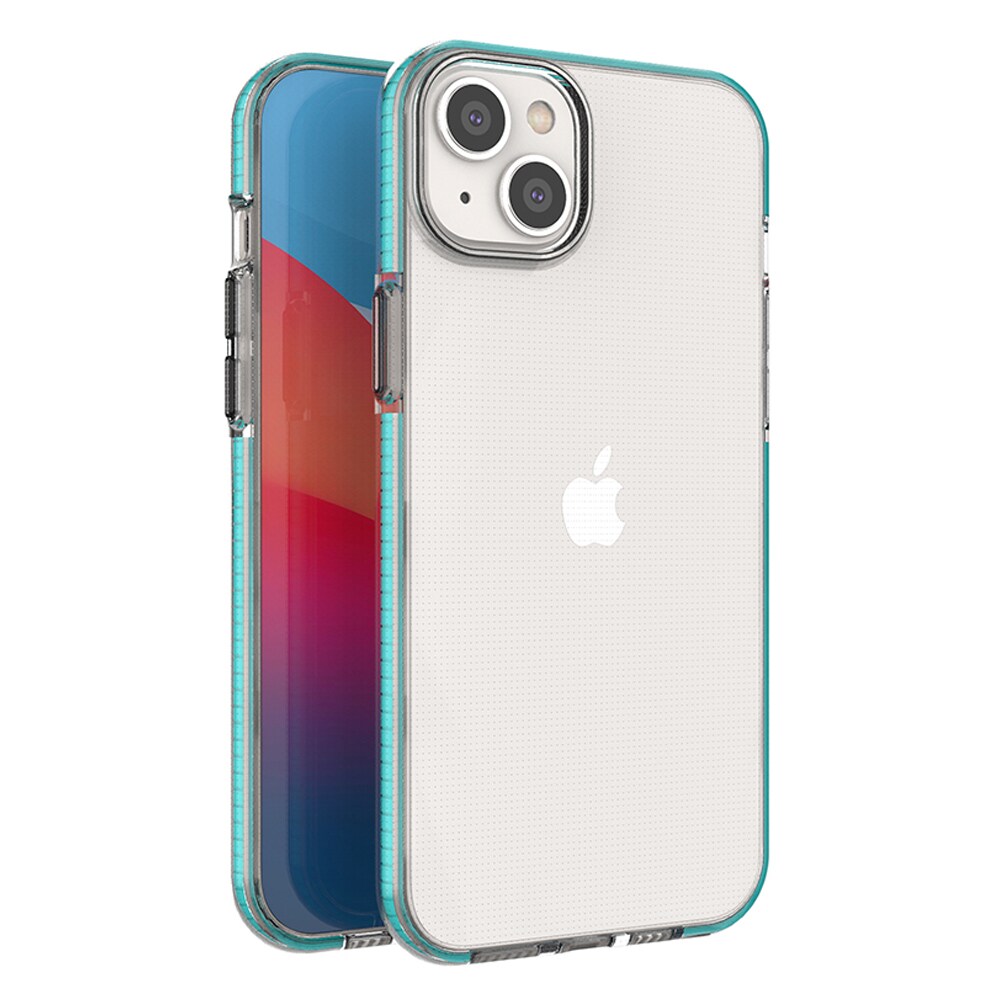 Spring Case etui til iPhone 14 Plus silikone cover med ramme lyseblå