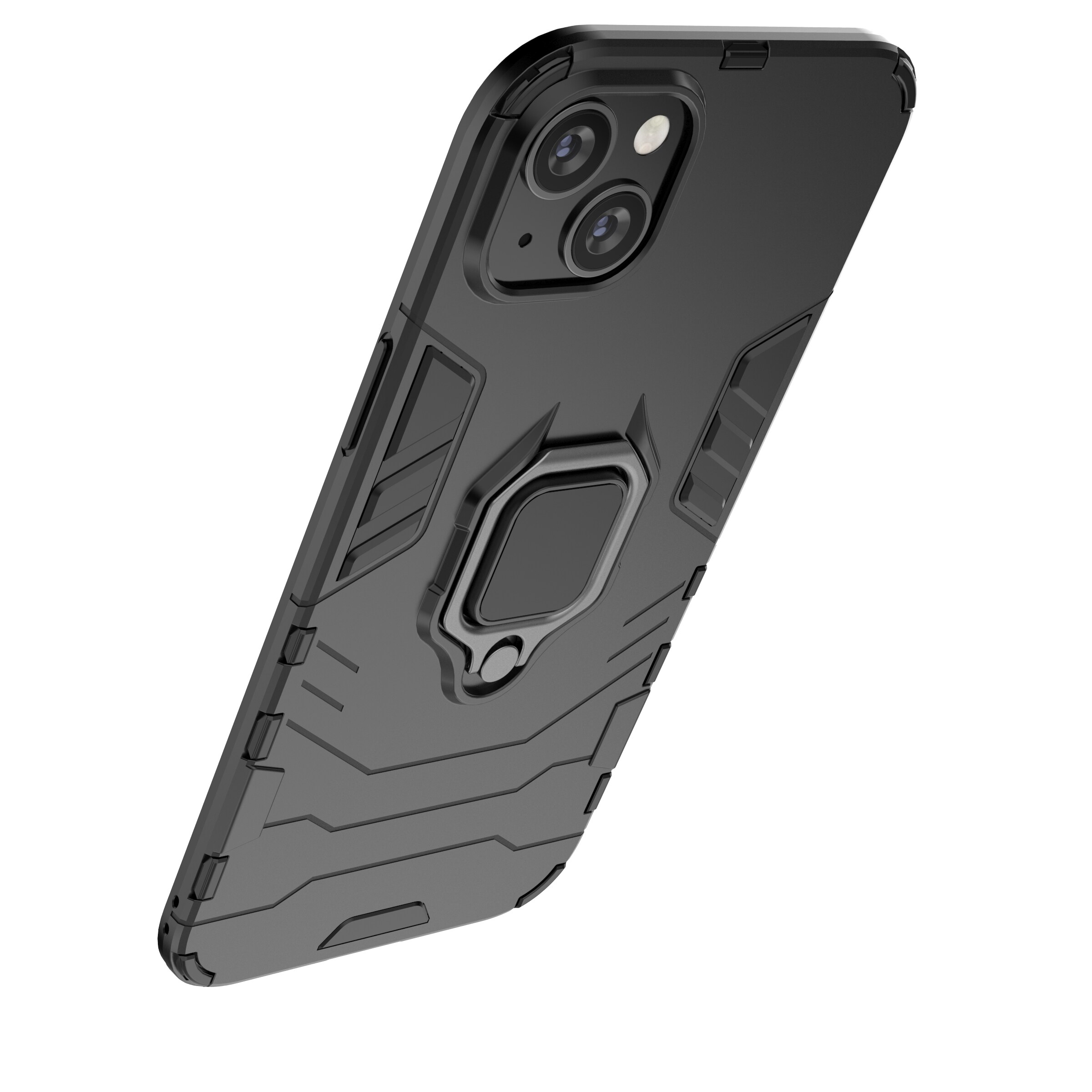 Ring Armor fodral för iPhone 14 pansarskydd magnetisk hållare ring svart