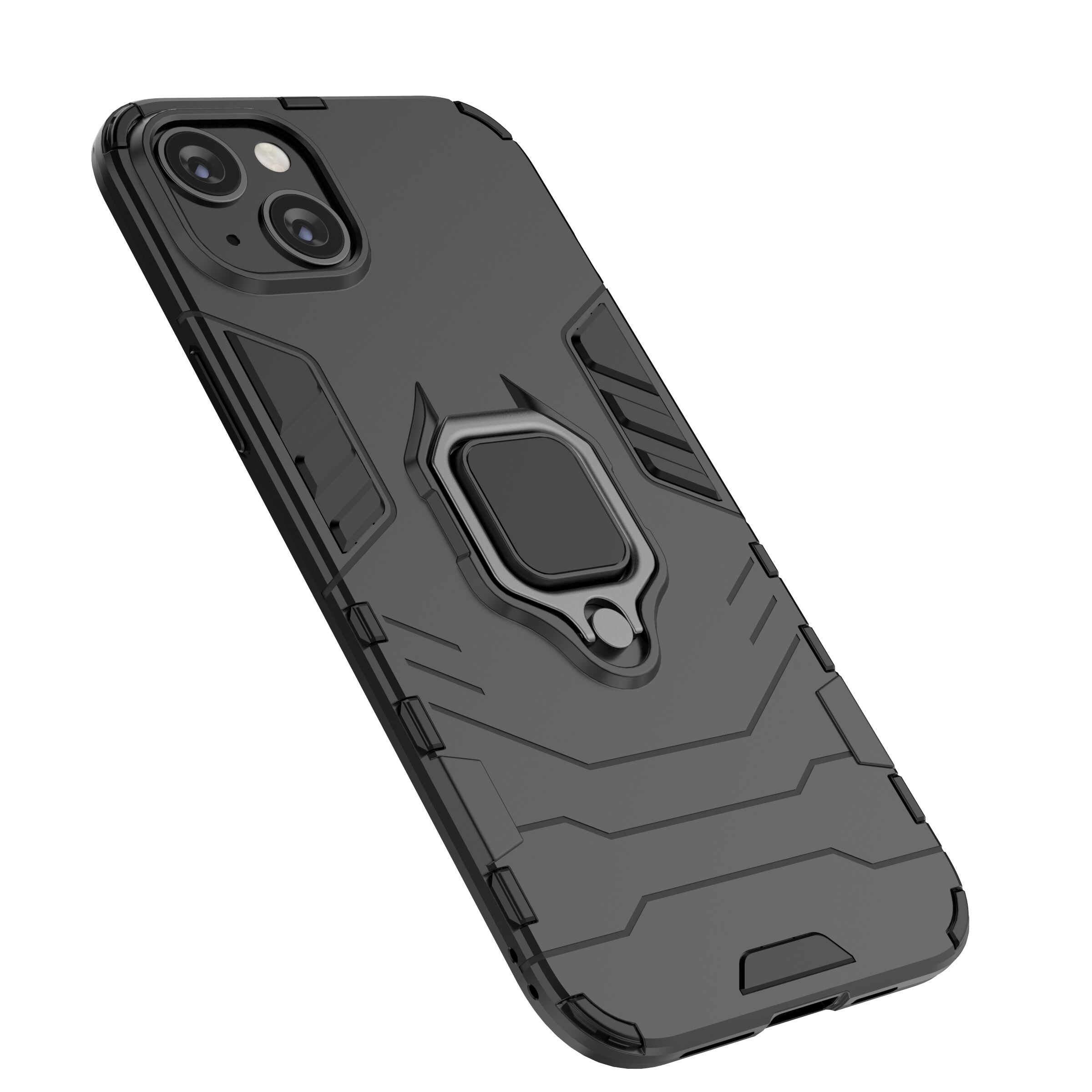 Ring Armor fodral för iPhone 14 pansarskydd magnetisk hållare ring svart