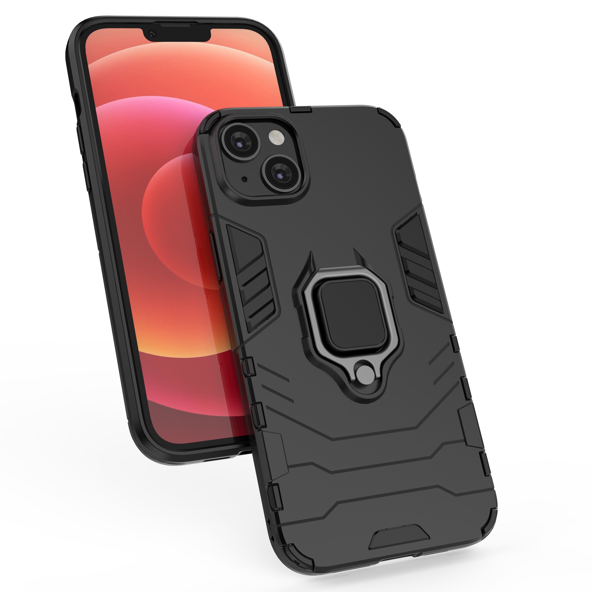 Ring Armor fodral för iPhone 14 pansarskydd magnetisk hållare ring svart