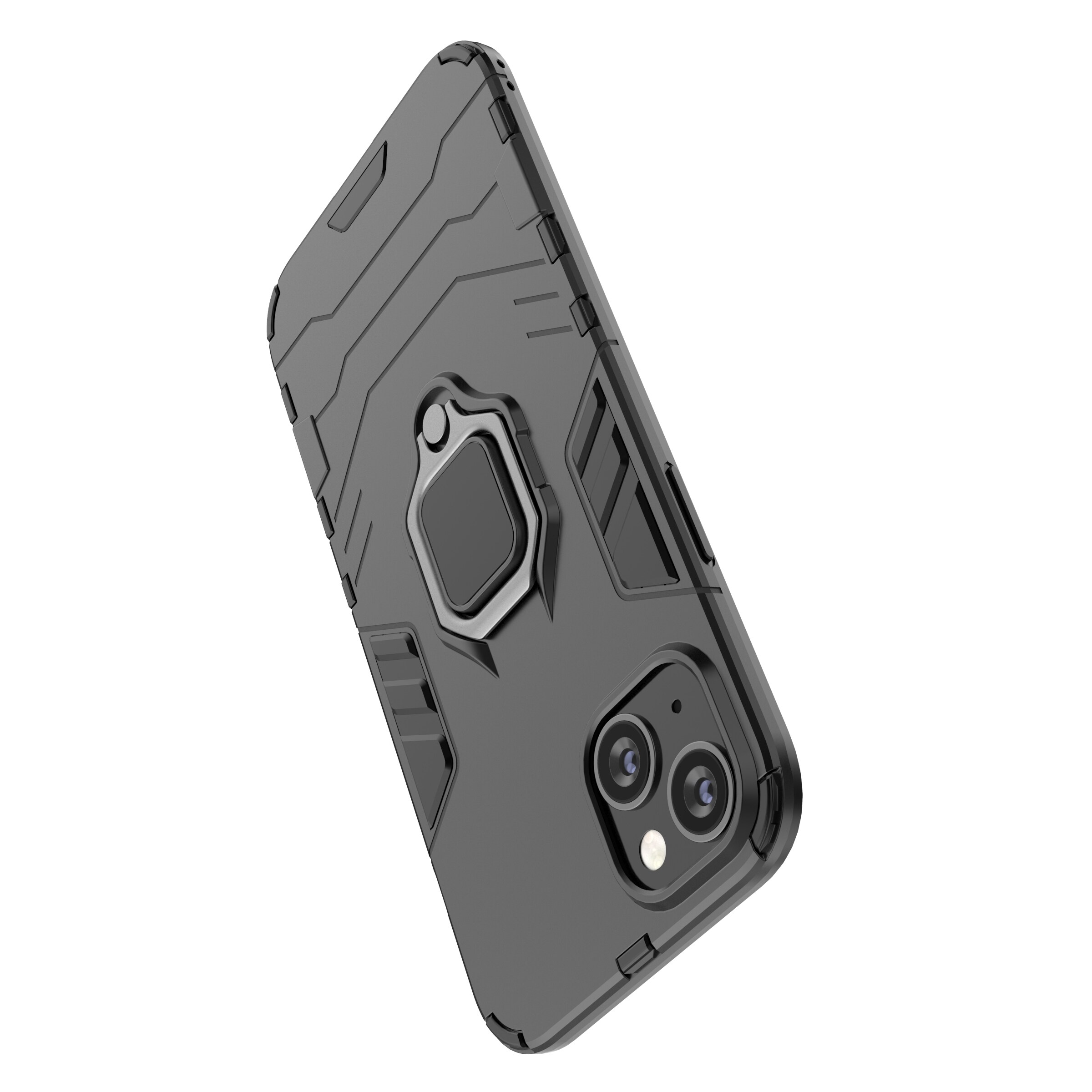 Ring Armor fodral för iPhone 14 Plus pansarskydd magnetisk hållare ring svart
