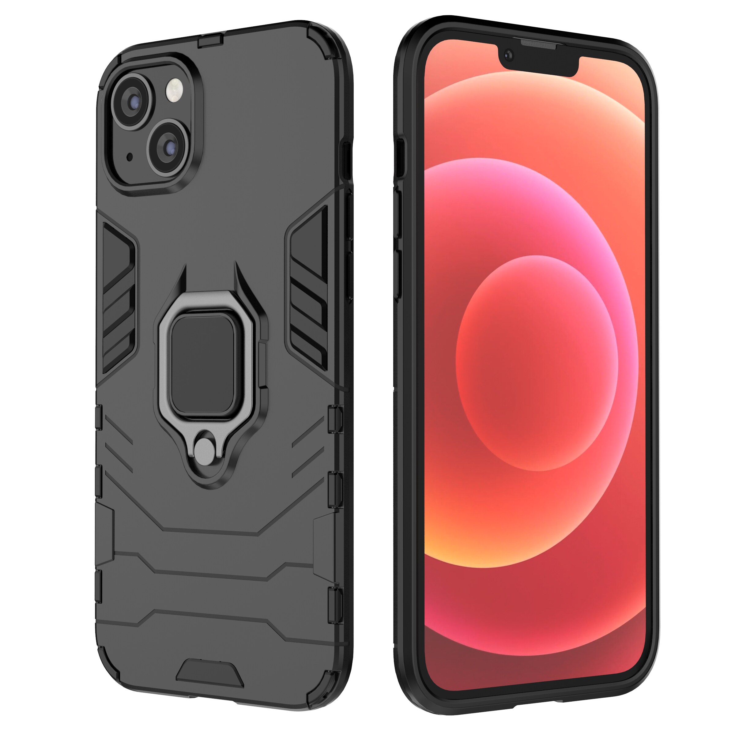 Ring Armor fodral för iPhone 14 Plus pansarskydd magnetisk hållare ring svart