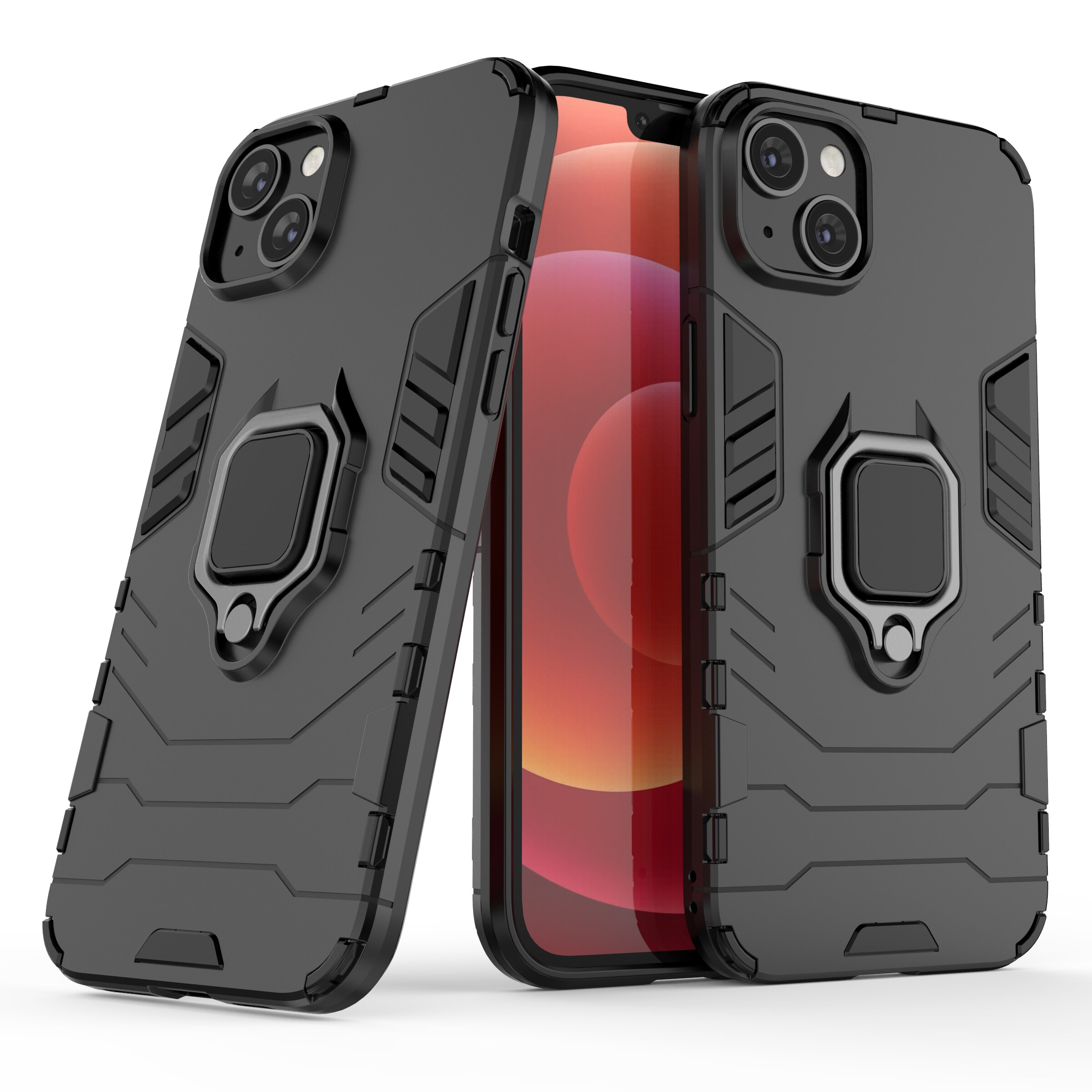 Ring Armor fodral för iPhone 14 Plus pansarskydd magnetisk hållare ring svart