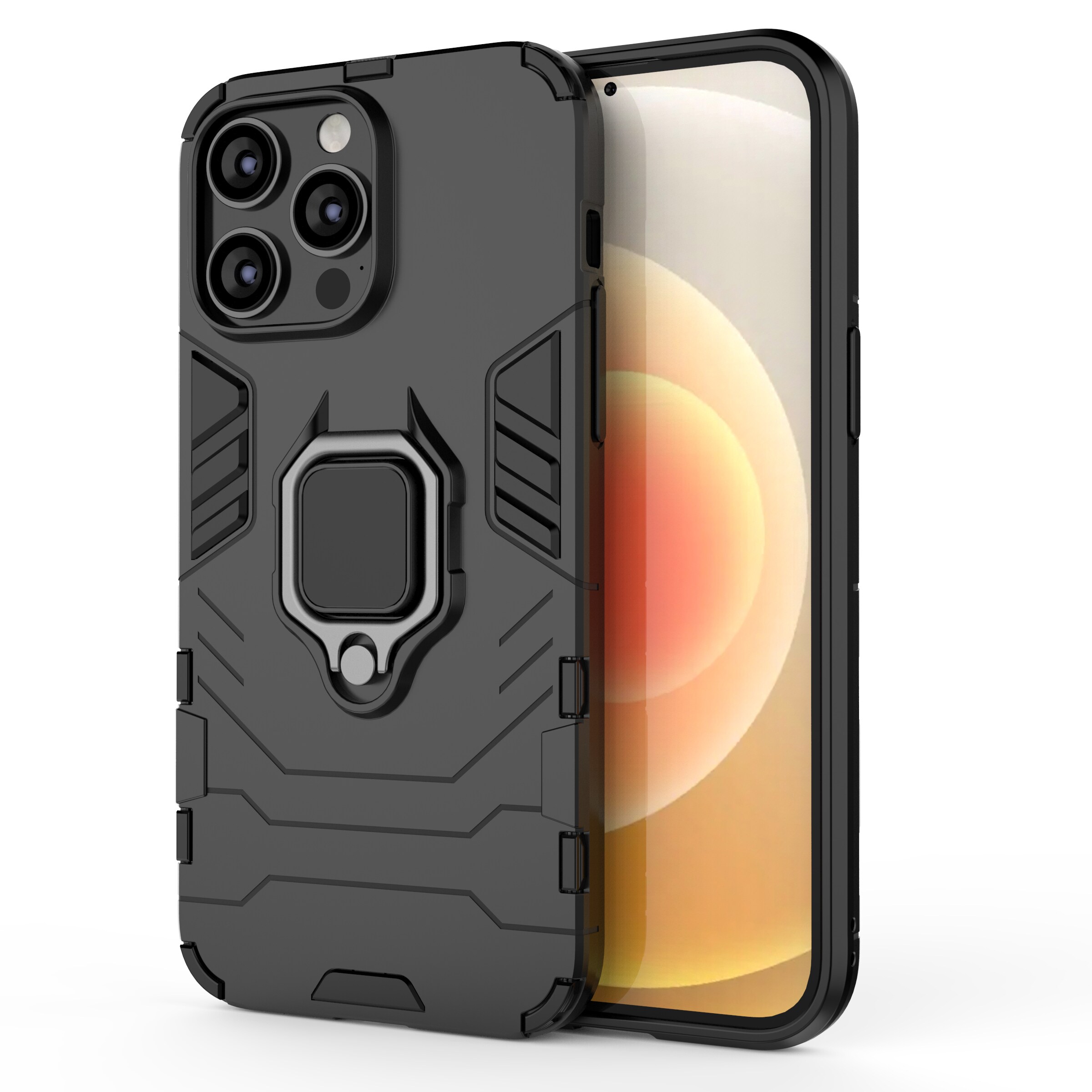 Ring Armor fodral för iPhone 14 Pro bepansrat skydd magnetisk hållare ring svart