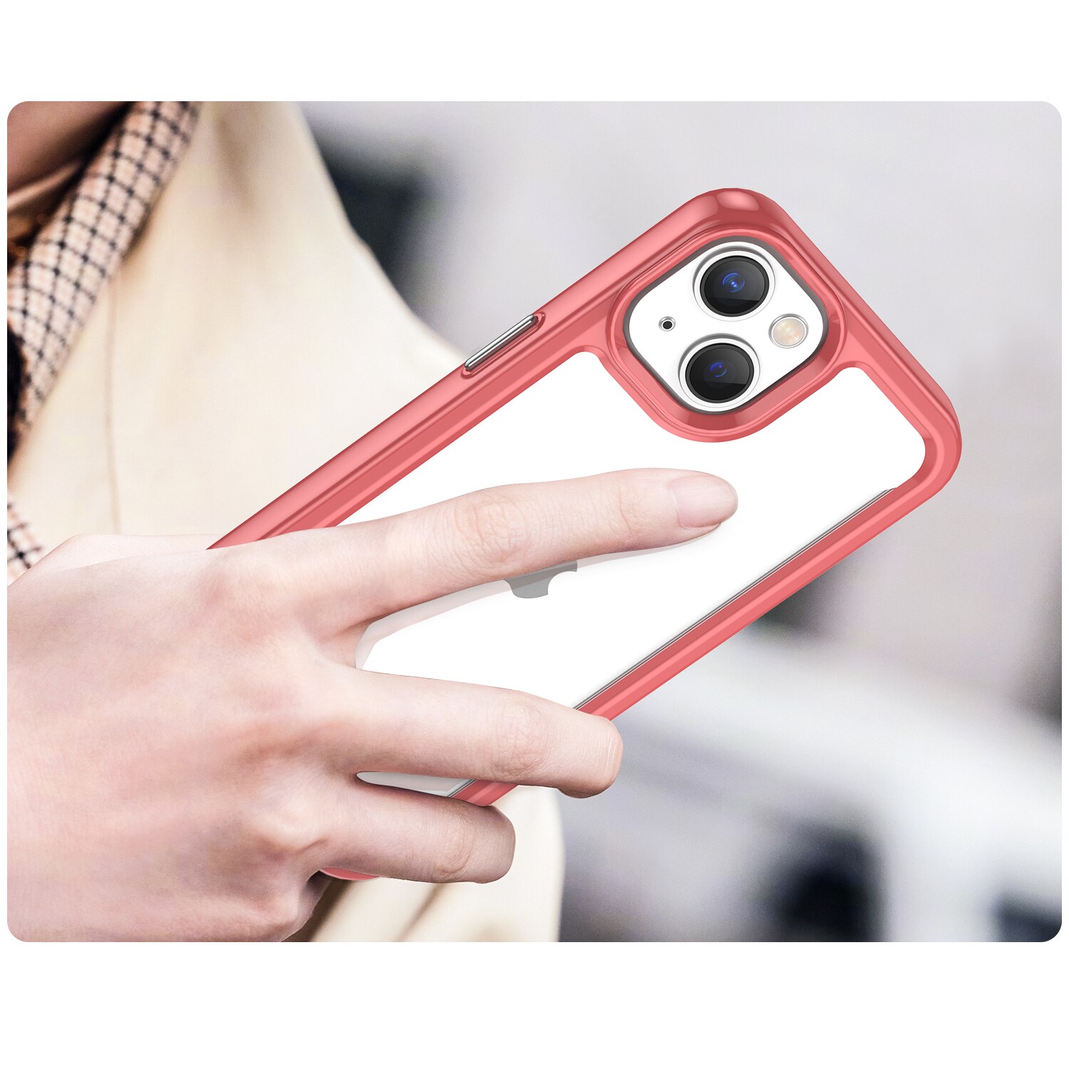 Outer Space Case iPhone 14 Plus hårt fodral med gelram röd