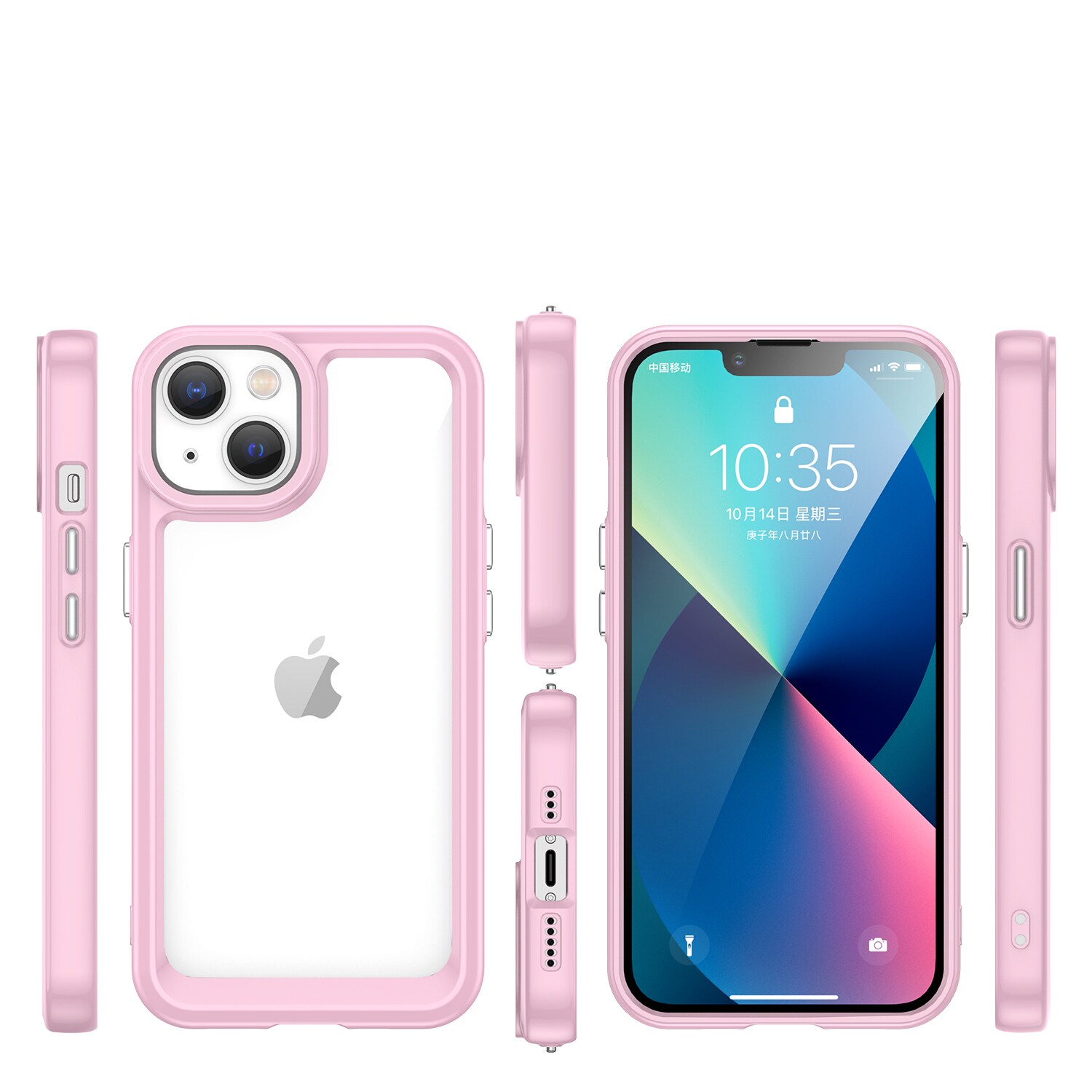 Outer Space Case iPhone 14 Plus hårt fodral med en gelram rosa