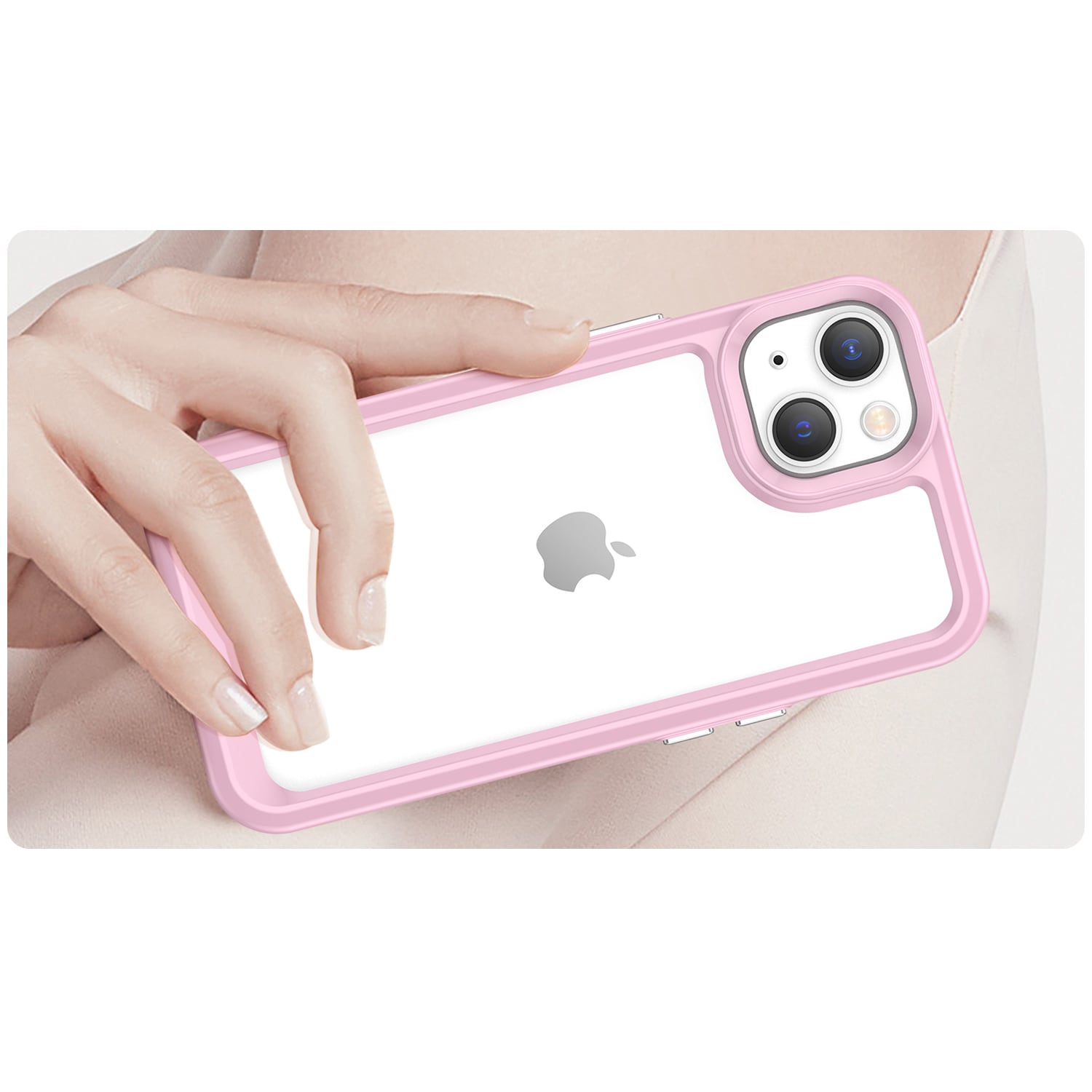 Outer Space Case iPhone 14 Plus hårt fodral med en gelram rosa