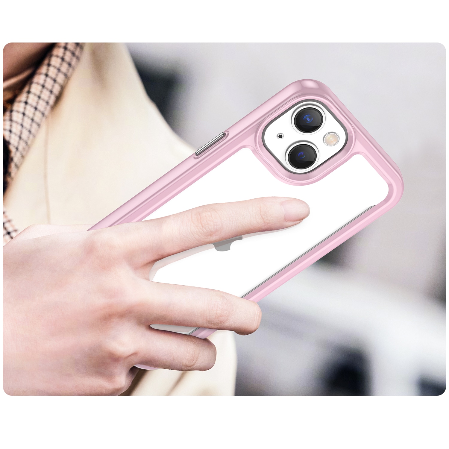 Outer Space Case iPhone 14 Plus hårt fodral med en gelram rosa