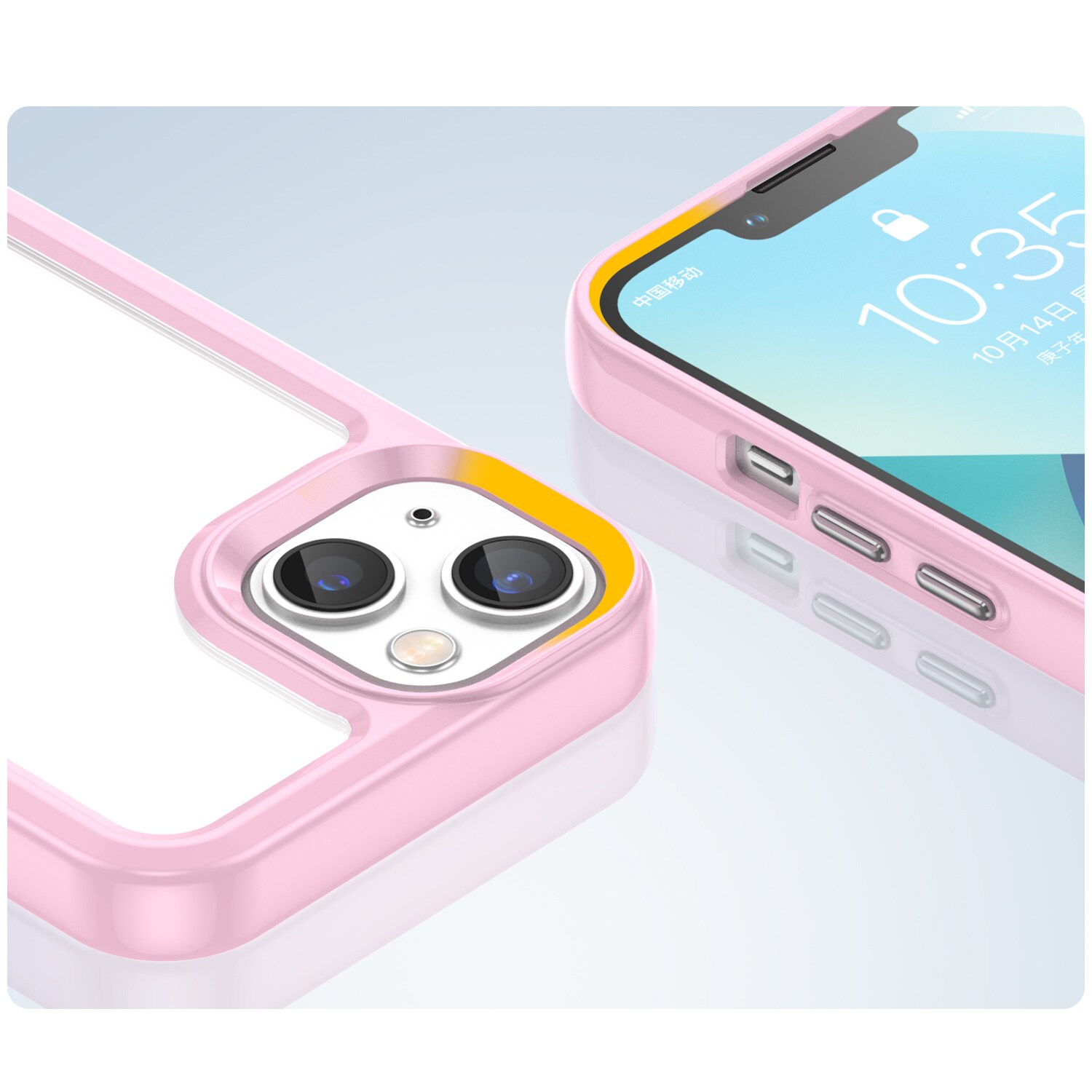 Outer Space Case iPhone 14 Plus hårt fodral med en gelram rosa