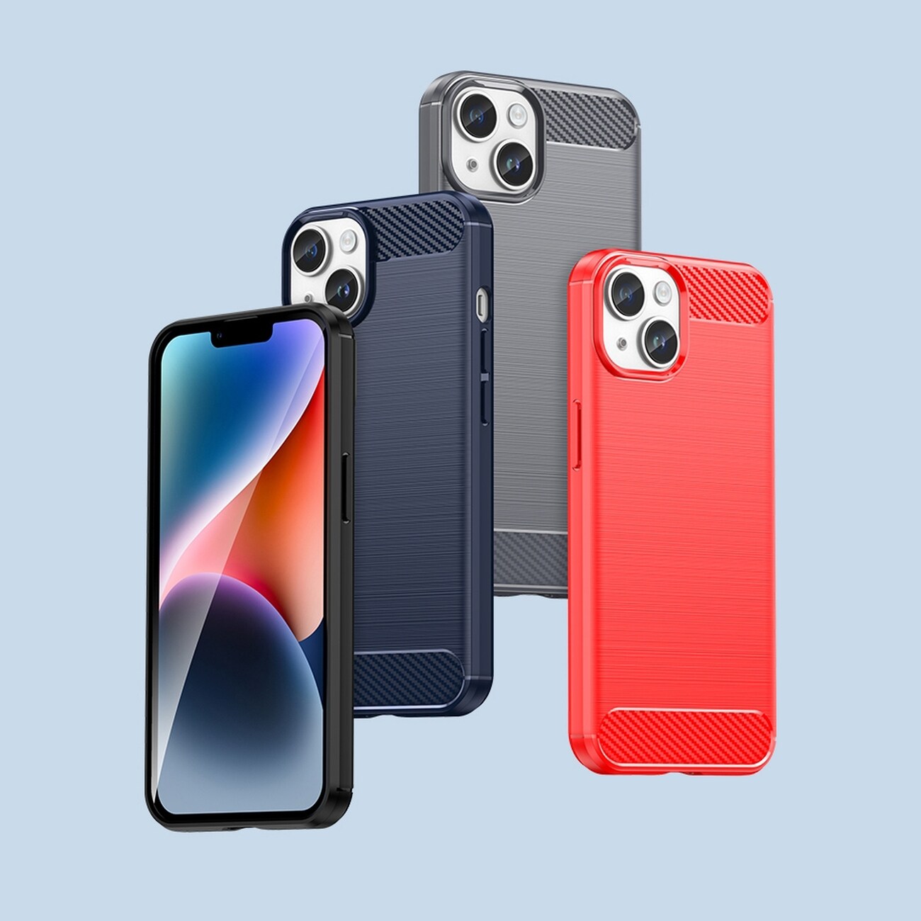 Carbon Case för iPhone 14 Plus flexibelt gel-bakstycke blå