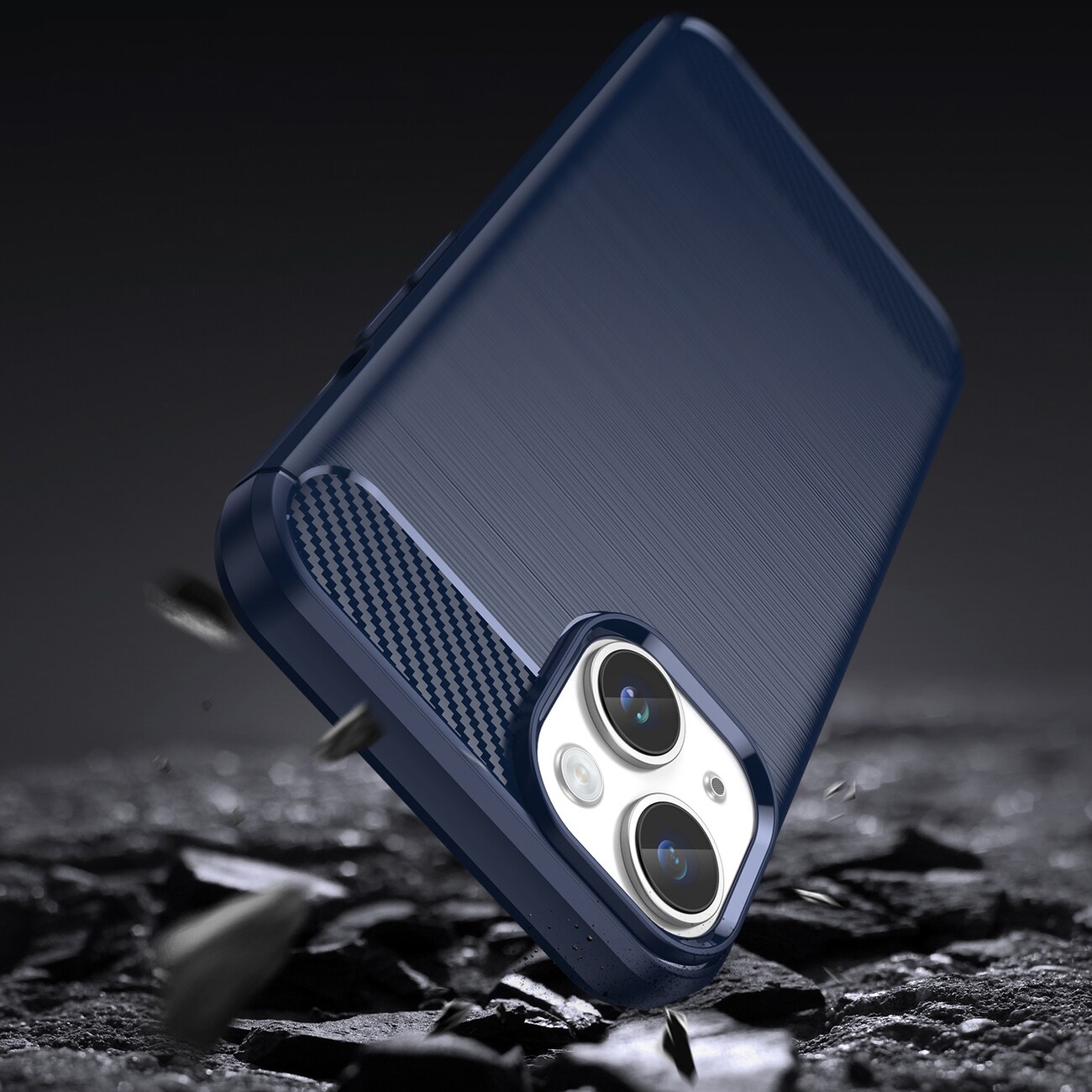 Carbon Case för iPhone 14 Plus flexibelt gel-bakstycke blå