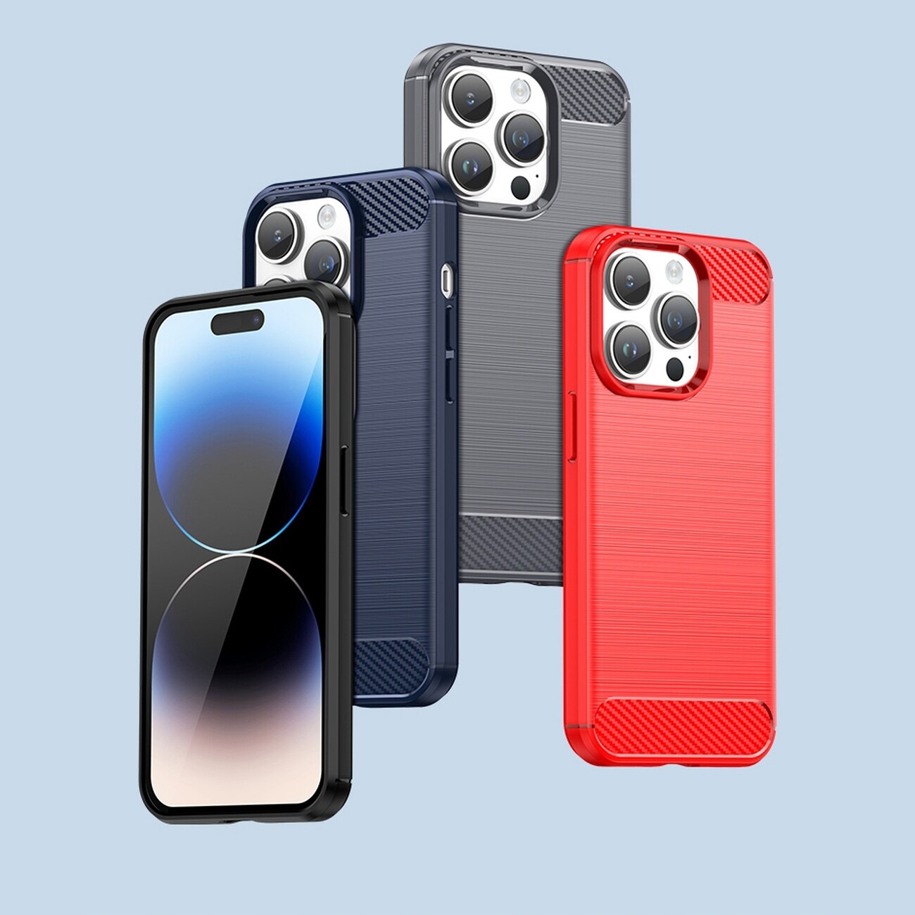 Carbon Case iPhone 14 Pro flexibelt gel-bakstycke svart
