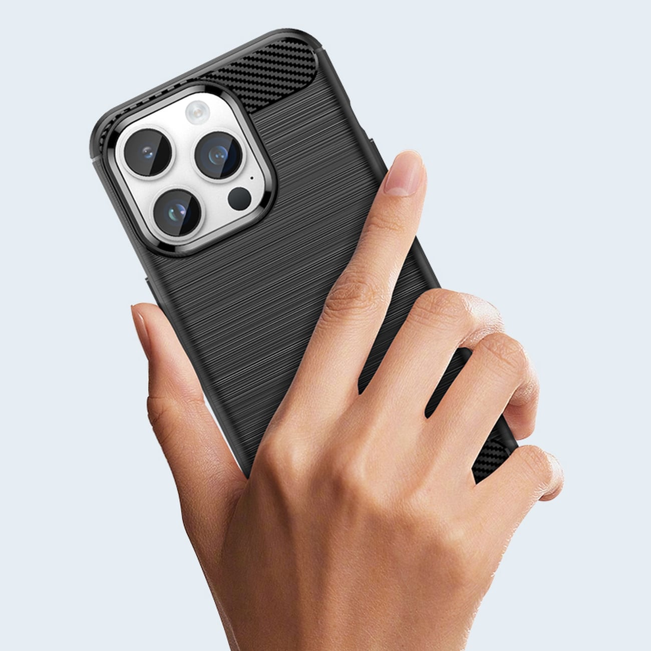 Carbon Case iPhone 14 Pro flexibelt gel-bakstycke svart