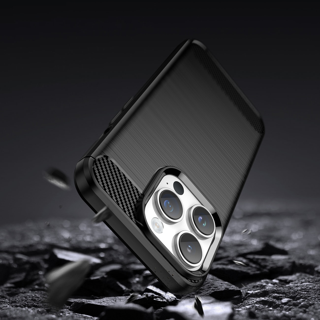 Carbon Case iPhone 14 Pro flexibelt gel-bakstycke svart