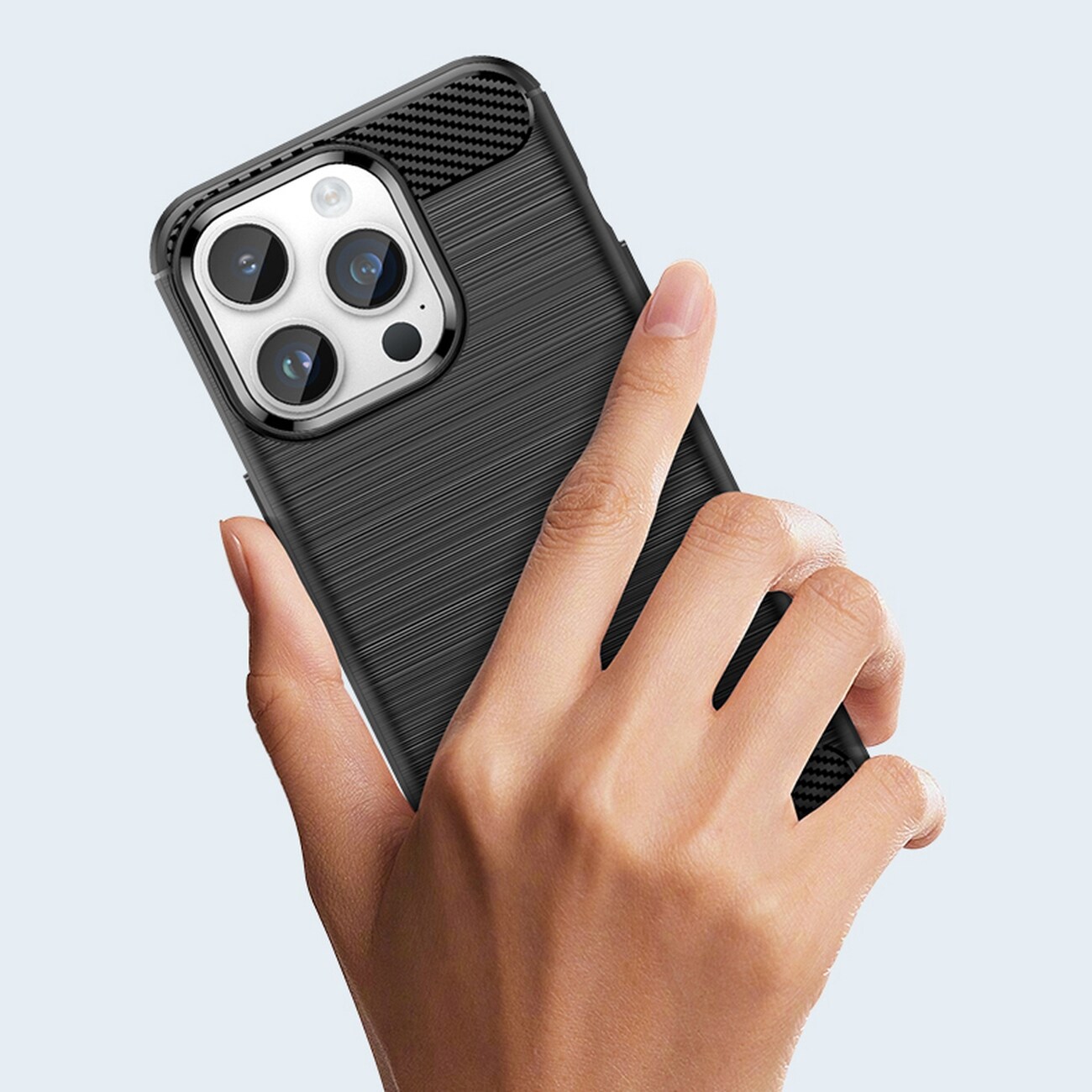 Carbon Case iPhone 14 Pro Max flexibelt gel-bakstycke svart