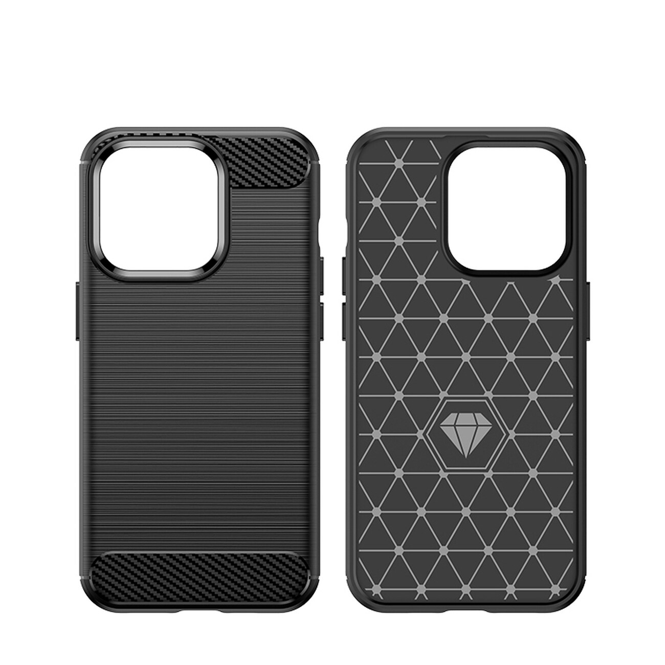 Carbon Case iPhone 14 Pro Max flexibelt gel-bakstycke svart