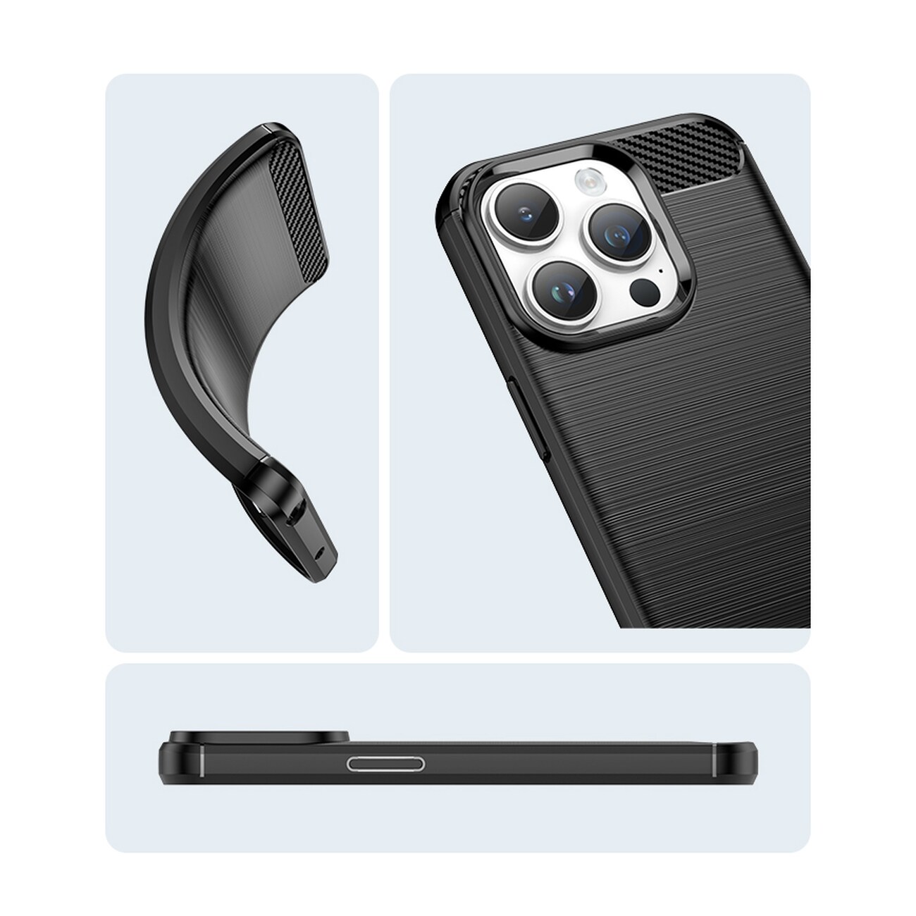 Carbon Case iPhone 14 Pro Max flexibelt gel-bakstycke svart