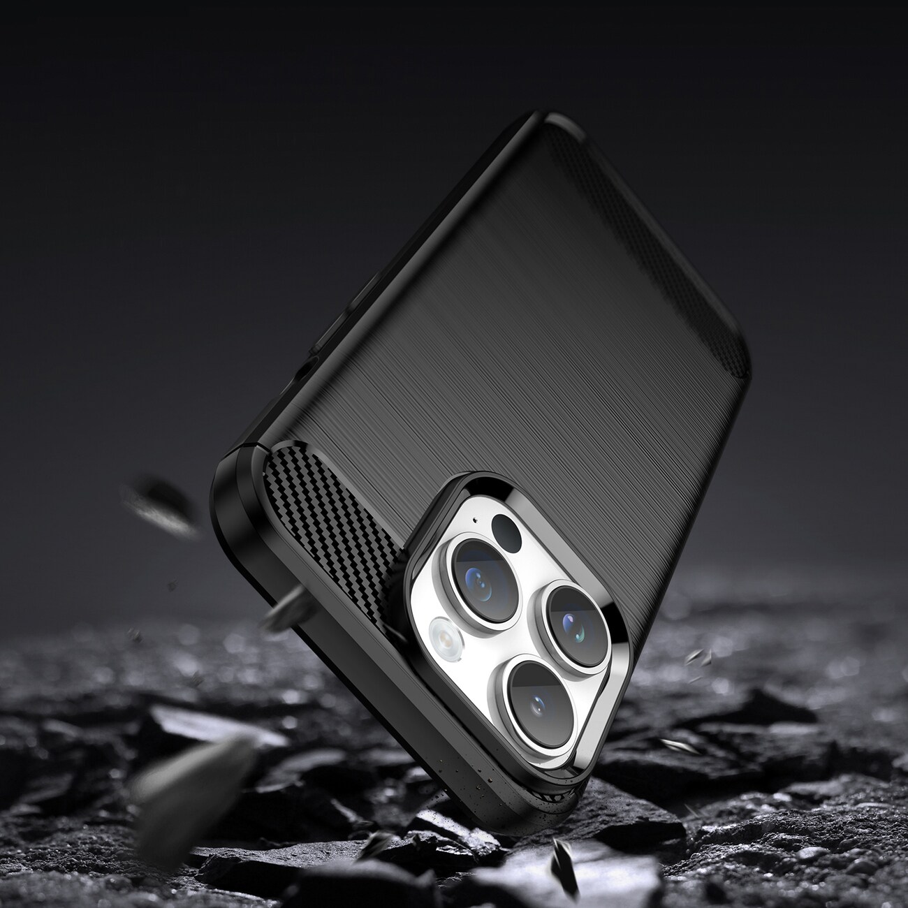 Carbon Case iPhone 14 Pro Max flexibelt gel-bakstycke svart