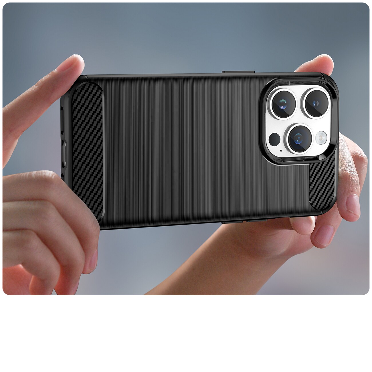 Carbon Case iPhone 14 Pro Max flexibelt gel-bakstycke svart
